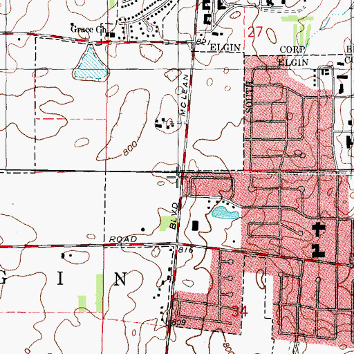 Topographic Map of Hopp School (historical), IL