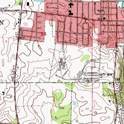 Topographic Map of Concord Park, IL
