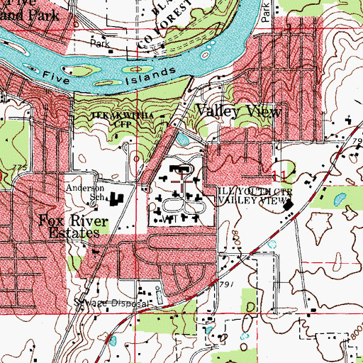 Topographic Map of Illinois Youth Center Valley View, IL