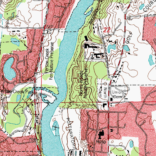 Topographic Map of Norris Woods Nature Preserve, IL