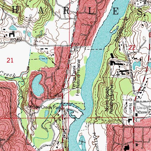 Topographic Map of Ferson Creek Fen Nature Preserve, IL