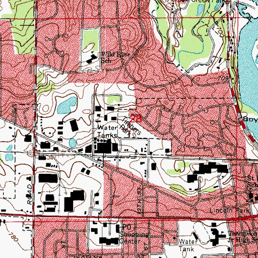 Topographic Map of Timbers Park, IL