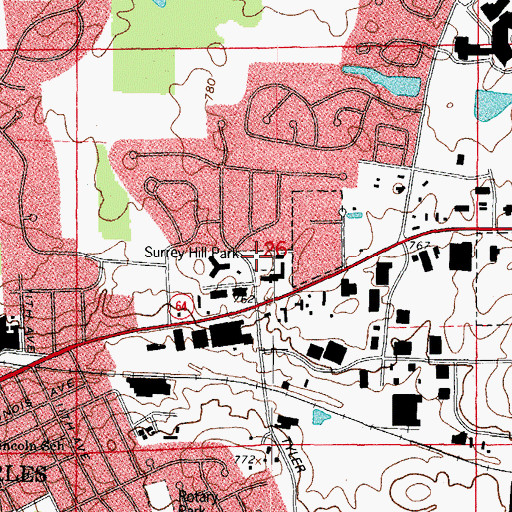 Topographic Map of Surrey Hill Park, IL