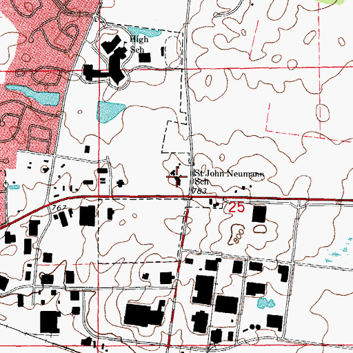 Topographic Map of Saint John Neumann School, IL