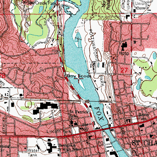 Topographic Map of Boy Scout Island, IL