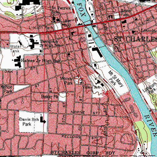 Topographic Map of Moody Park, IL