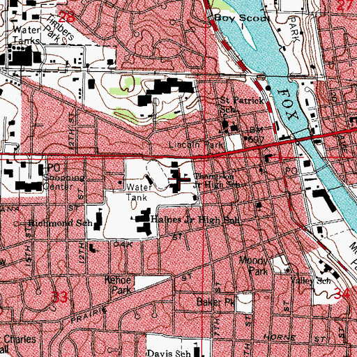 Topographic Map of Thompson Middle School, IL