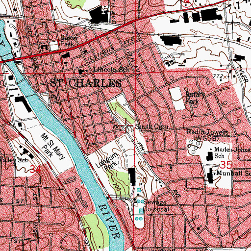 Topographic Map of South Cemetery, IL