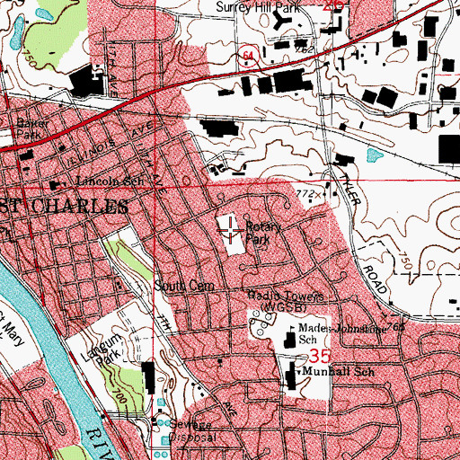 Topographic Map of Rotary Park, IL