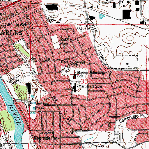 Topographic Map of Mades-Johnstone School, IL