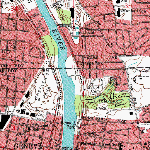 Topographic Map of Riverside Park, IL