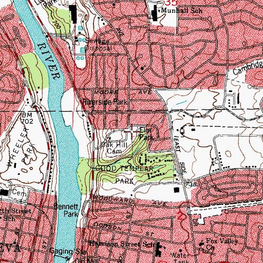 Topographic Map of Elm Park, IL