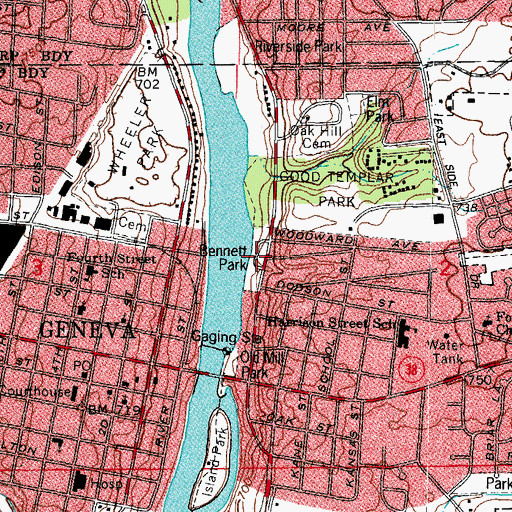 Topographic Map of Bennett Park, IL