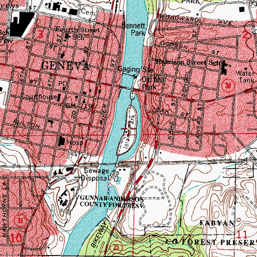 Topographic Map of Island Park, IL