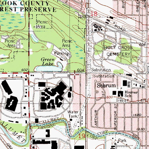 Topographic Map of Globe School (historical), IL