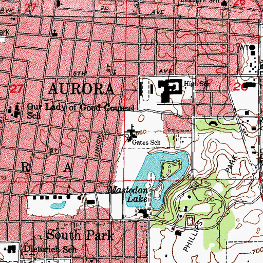 Topographic Map of John Gates Elementary School, IL