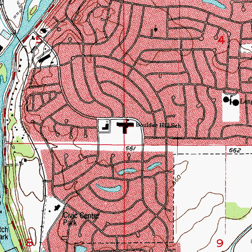 Topographic Map of Boulder Hill Elementary School, IL