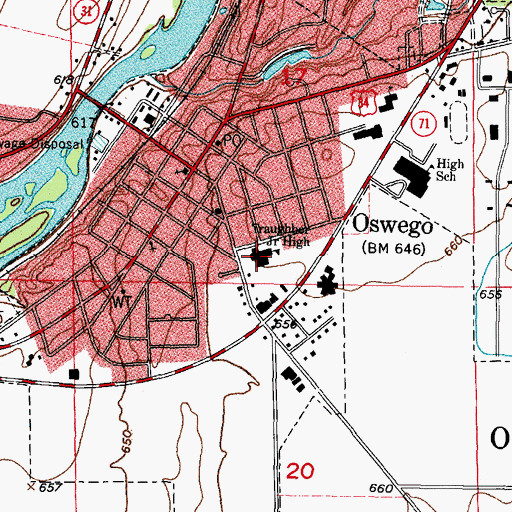 Topographic Map of Traughber Junior High School, IL