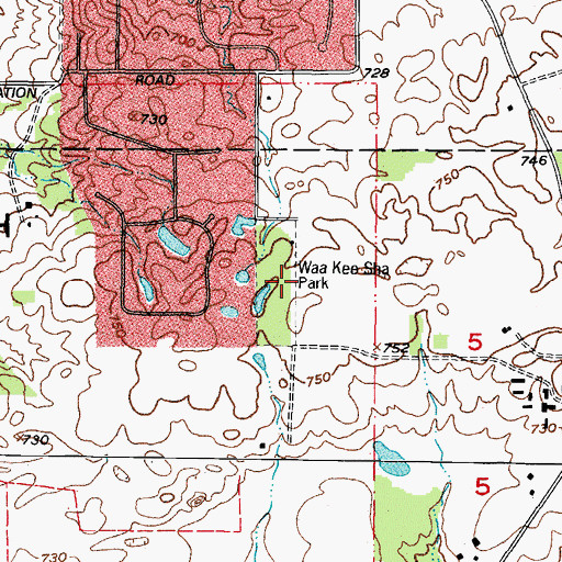 Topographic Map of Waa Kee Sha Park, IL