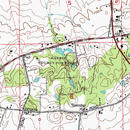 Topographic Map of Harris County Forest Preserve, IL
