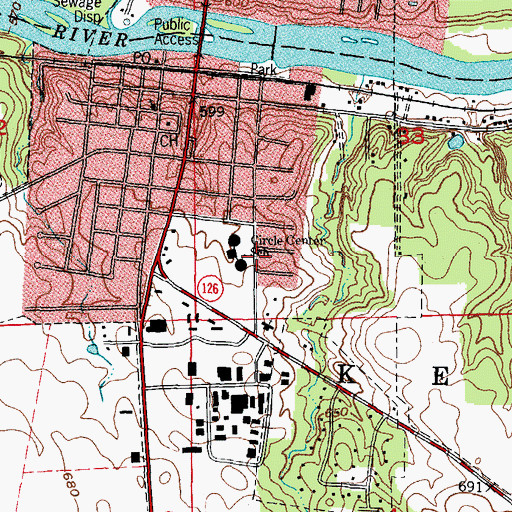 Topographic Map of Circle Center Middle School, IL