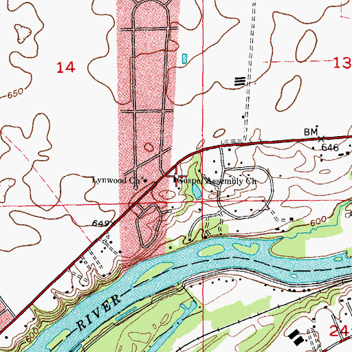 Topographic Map of Gospel Assembly Church, IL