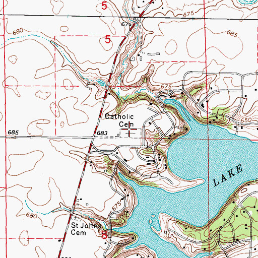 Topographic Map of Saint John Catholic Cemetery, IL