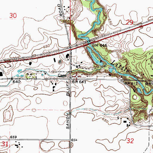 Topographic Map of Sandy Bluff School (historical), IL