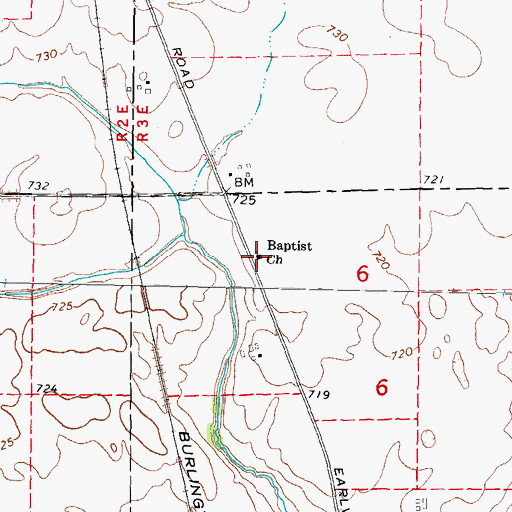 Topographic Map of Baptist Church, IL