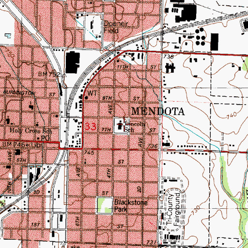 Topographic Map of Lincoln Elementary School, IL