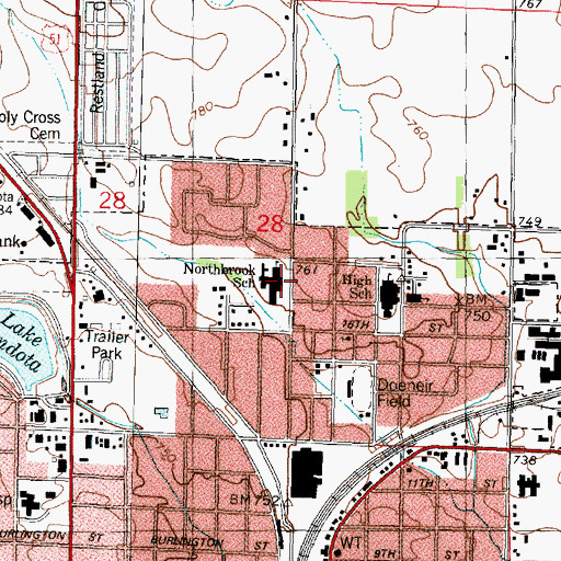 Topographic Map of Northbrook Middle School, IL