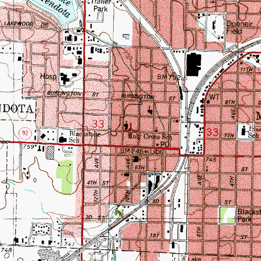 Topographic Map of Holy Cross School, IL