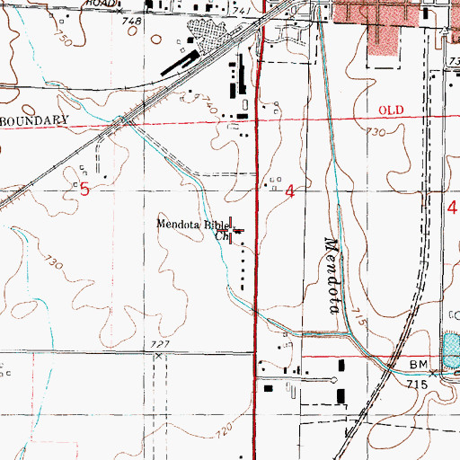 Topographic Map of Mendota Bible Church, IL