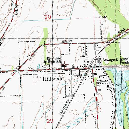 Topographic Map of Riverdale Junior High School, IL