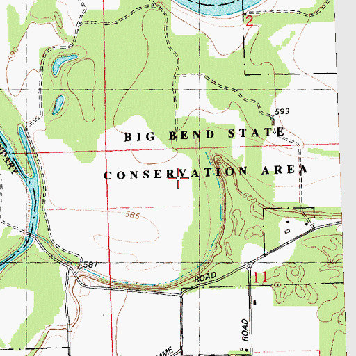 Topographic Map of Big Bend State Conservation Area, IL