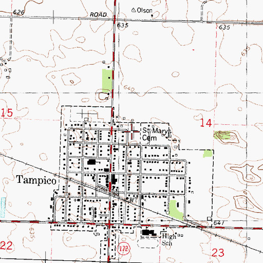 Topographic Map of Saint Marys Cemetery, IL