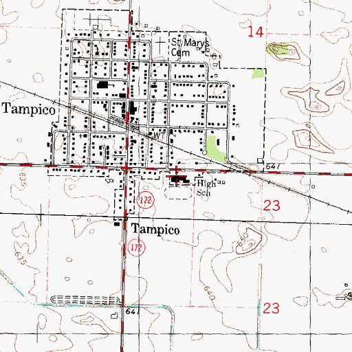 Topographic Map of Tampico High School, IL