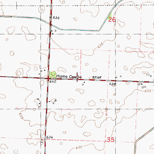 Topographic Map of Old Hume Cemetery, IL