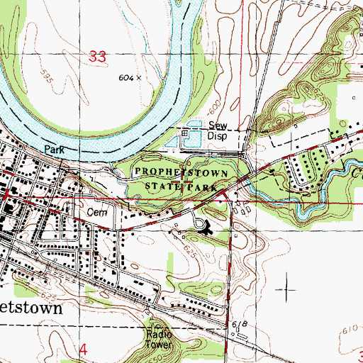 Topographic Map of Prophetstown State Park, IL