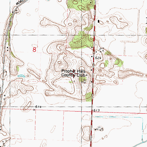 Topographic Map of Prophet Hills Country Club, IL