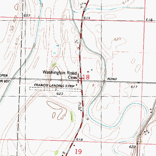 Topographic Map of Washington Road Cemetery, IL