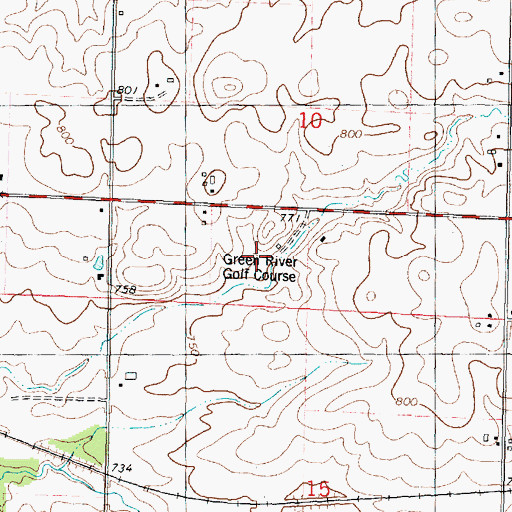 Topographic Map of Green River Golf Course, IL