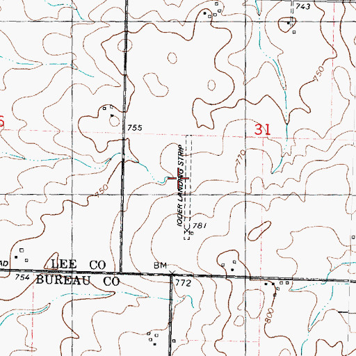Topographic Map of Ioder Landing Strip (historical), IL