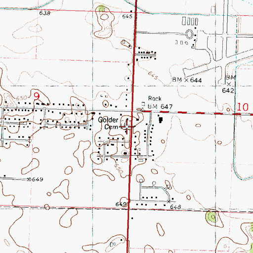 Topographic Map of Golder Cemetery, IL