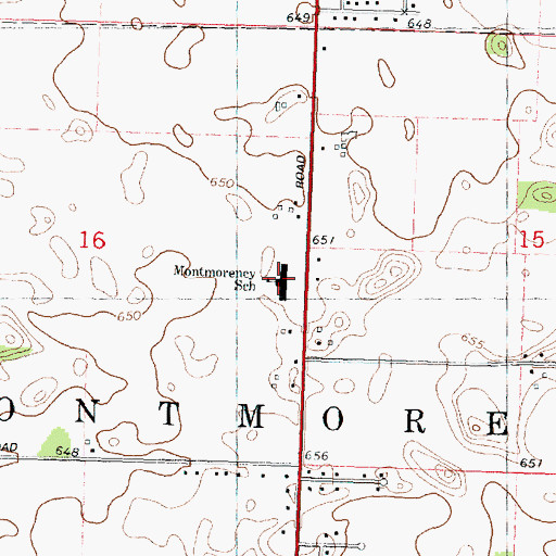 Topographic Map of Montmorency School, IL