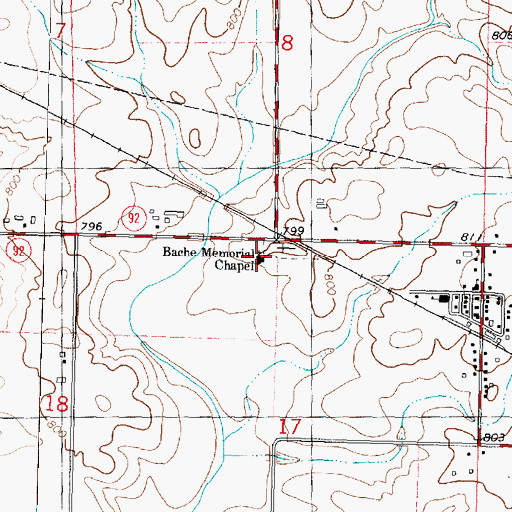Topographic Map of Bache Memorial Chapel, IL