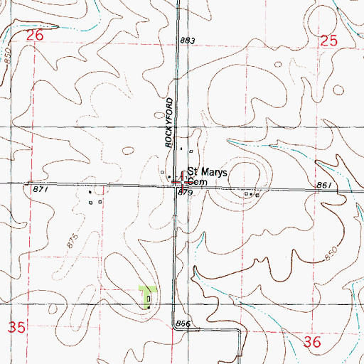 Topographic Map of Saint Mary's Cemetery, IL