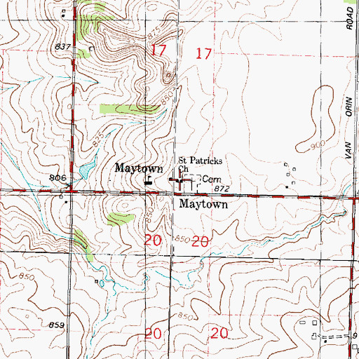 Topographic Map of Saint Patricks Church, IL