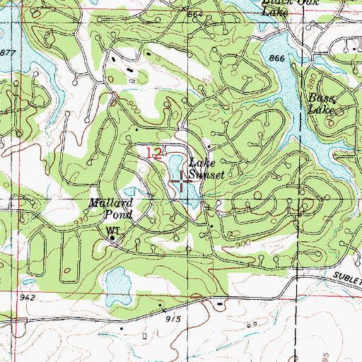 Topographic Map of Lake Sunset, IL