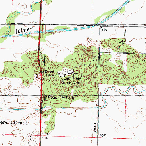 Topographic Map of Camp Joy Bible Camp, IL